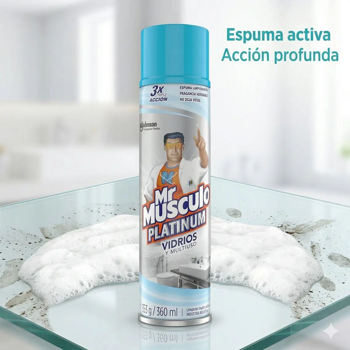 Mr Músculo Limpiavidrios Espuma 360ml Triple Acción 4
