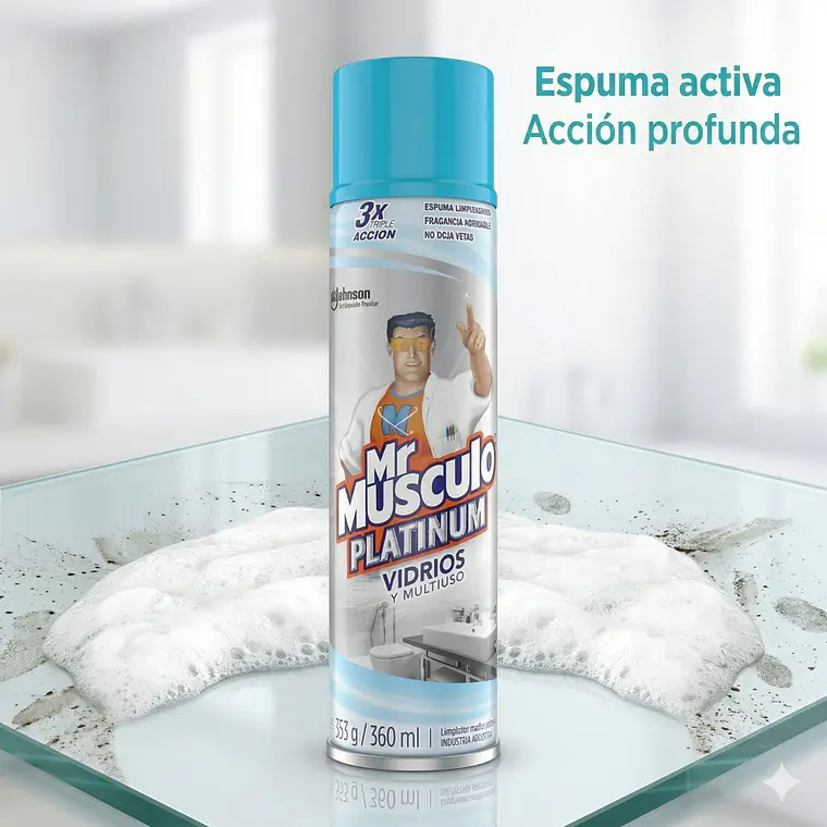 Mr Músculo Limpiavidrios Espuma 360ml Triple Acción 4