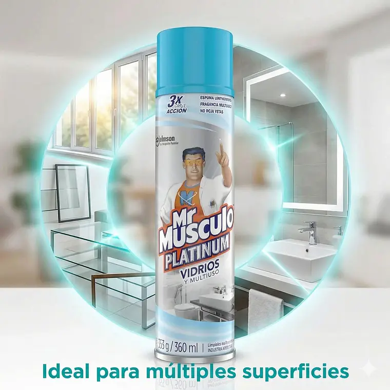 Mr Músculo Limpiavidrios Espuma 360ml Triple Acción 6