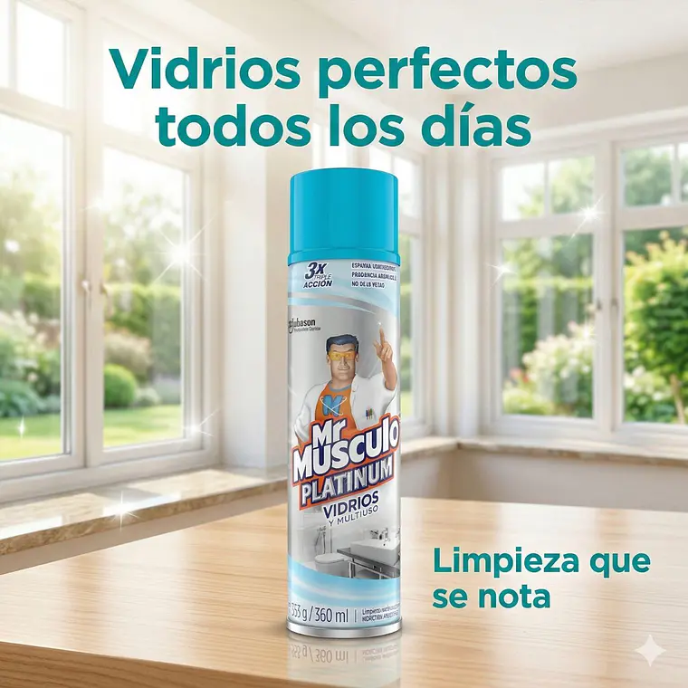 Mr Músculo Limpiavidrios Espuma 360ml Triple Acción 8