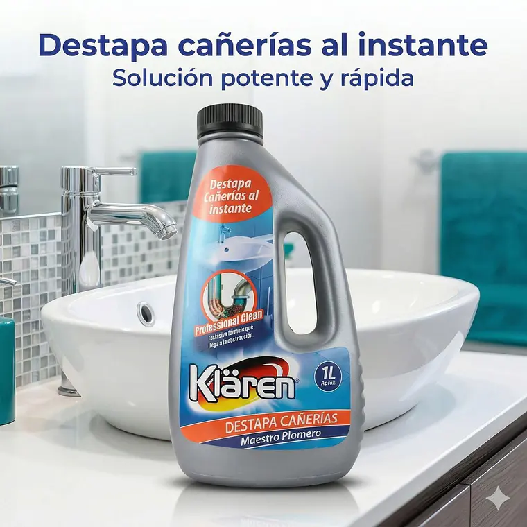 Desatascador Cañerías Klaren Maestro Plomero 1L 2
