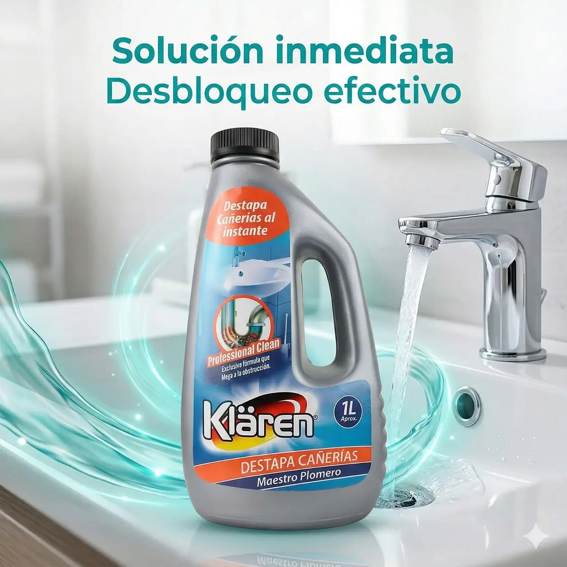Desatascador Cañerías Klaren Maestro Plomero 1L 4