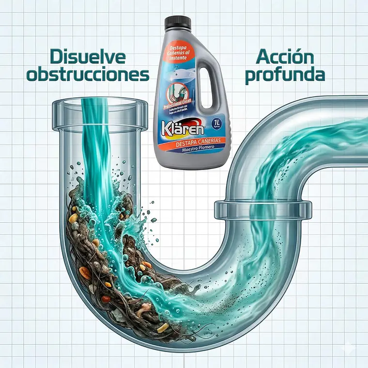 Desatascador Cañerías Klaren Maestro Plomero 1L 6