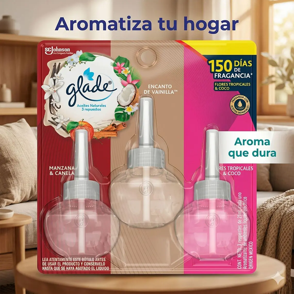 Recarga Glade Aceite Natural Surtido 21ml x3 Unid 6