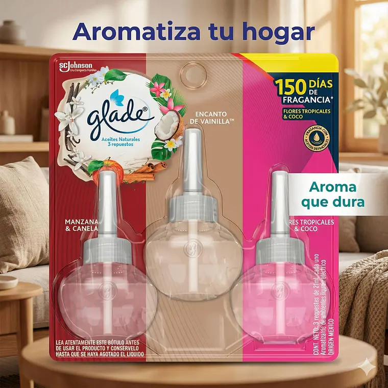 Recarga Glade Aceite Natural Surtido 21ml x3 Unid 6