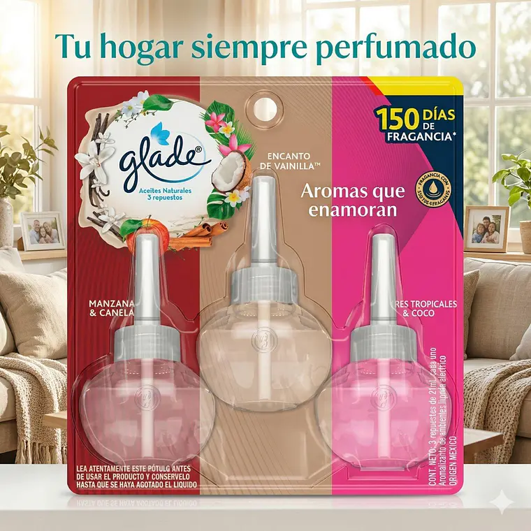 Recarga Glade Aceite Natural Surtido 21ml x3 Unid 10