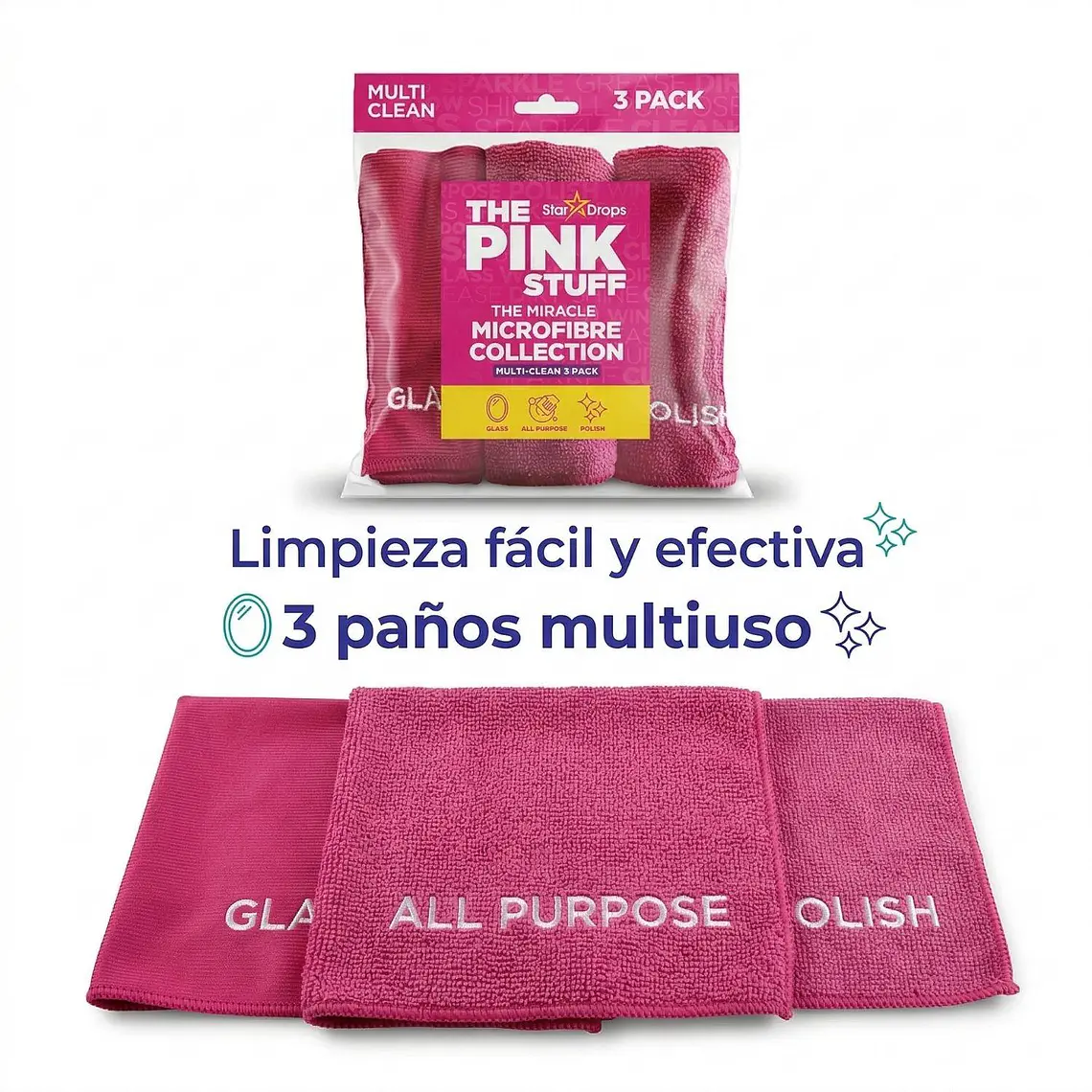 Paños De Microfibra Milagrosos 3 Unidades The Pink Stuff 2