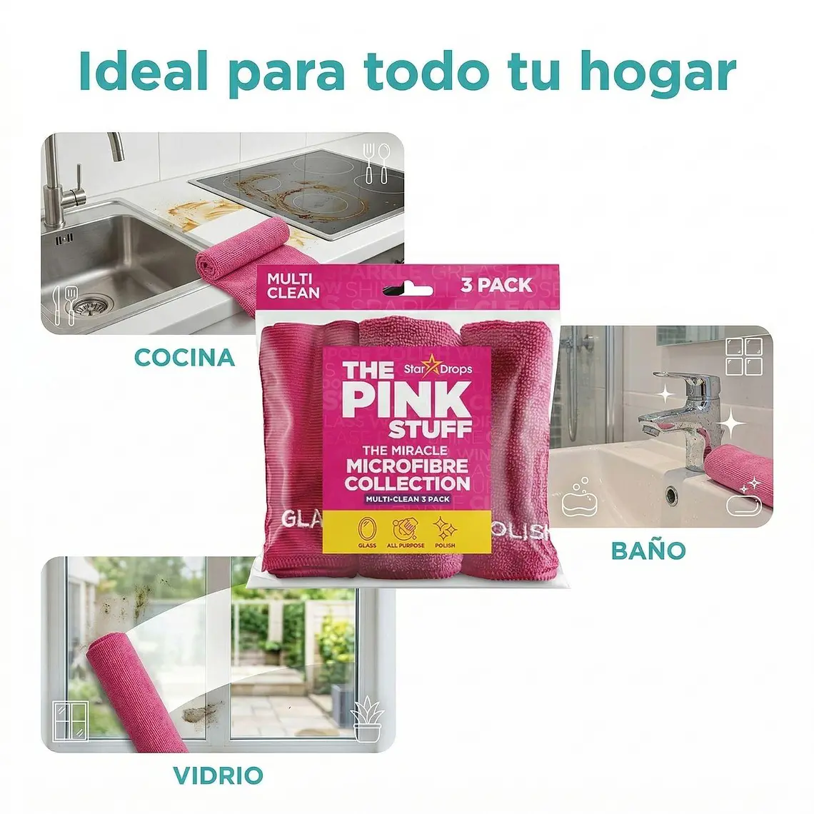 Paños De Microfibra Milagrosos 3 Unidades The Pink Stuff 5