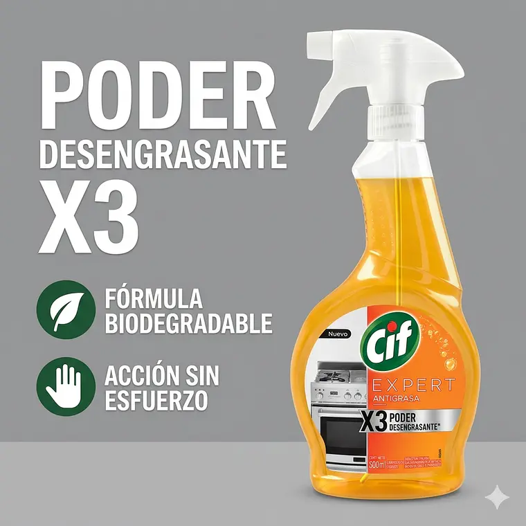 Cif Desengrasante Antigrasa Biodegradable Gatillo 500 Ml Cocina 2