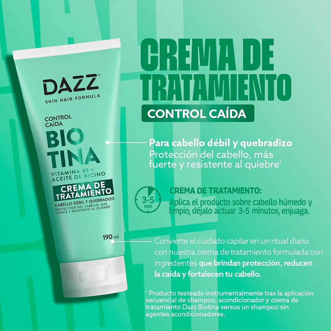 Dazz Crema Capilar Biotina 190ml Fortalecedor De Raíz 2