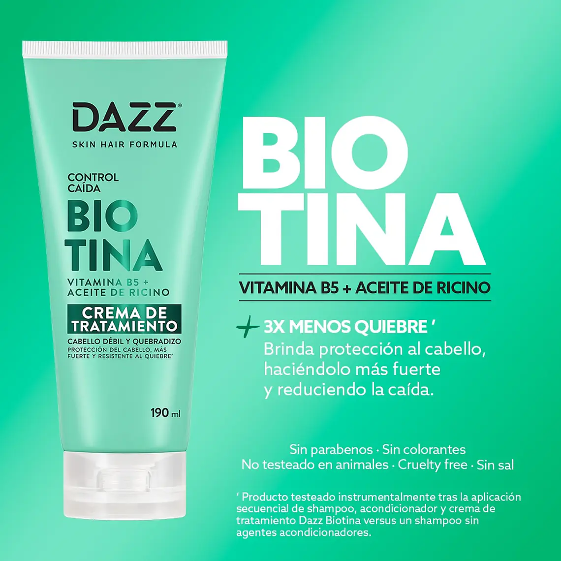 Dazz Crema Capilar Biotina 190ml Fortalecedor De Raíz 3