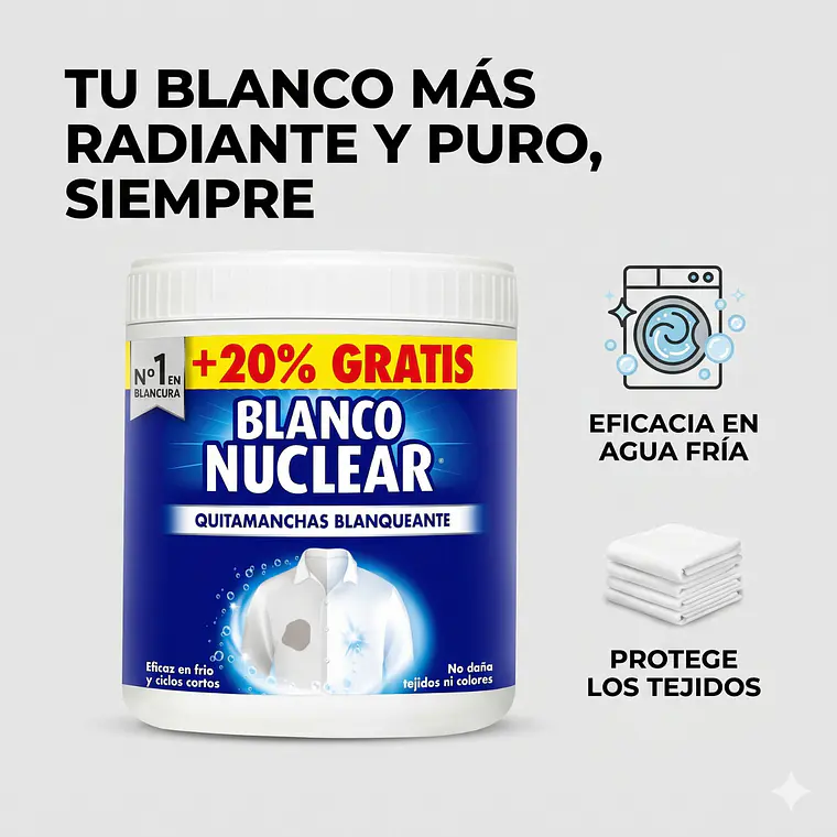 Quitamanchas Blanco Nuclear Polvo 450g + 100g 2