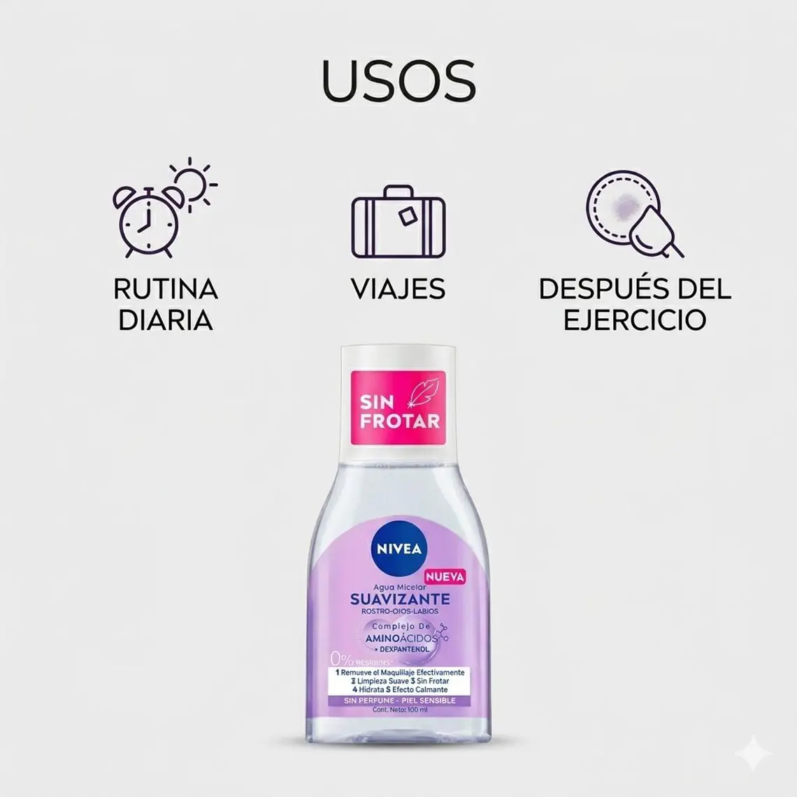 Agua Micelar Nivea Piel Sensible 100ml: Suavizante 3 en 1 3