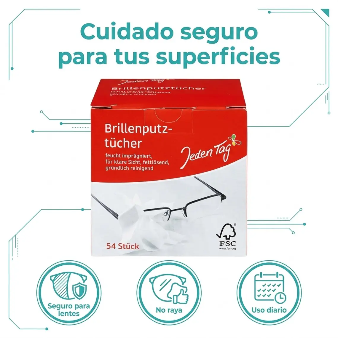 Paños Limpieza De Lentes Jeden Tag 54unid 5