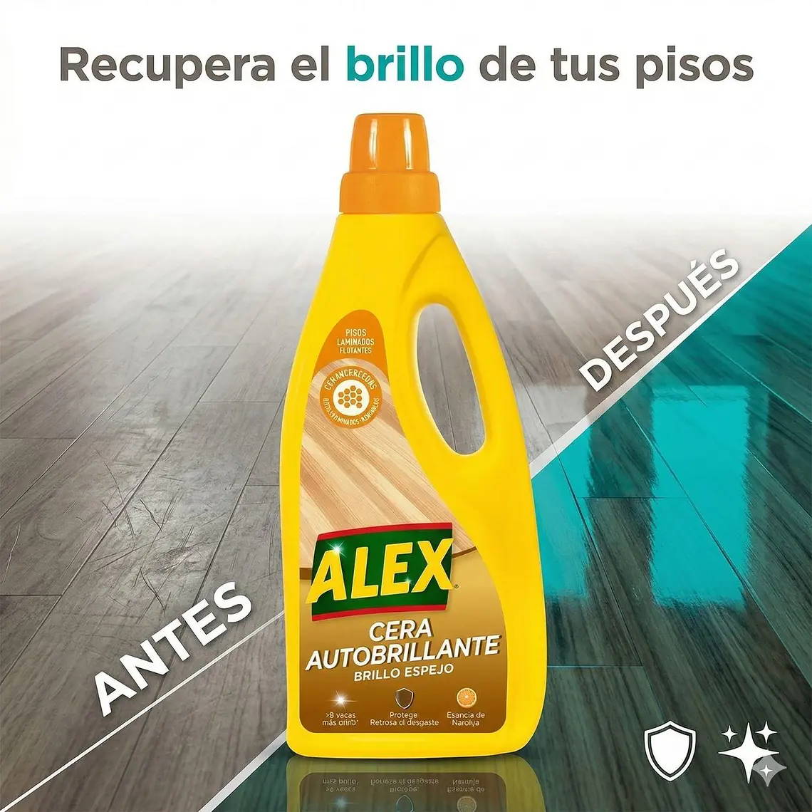 Cera Autobrillante Pisos Laminados Alex 750 ml 4