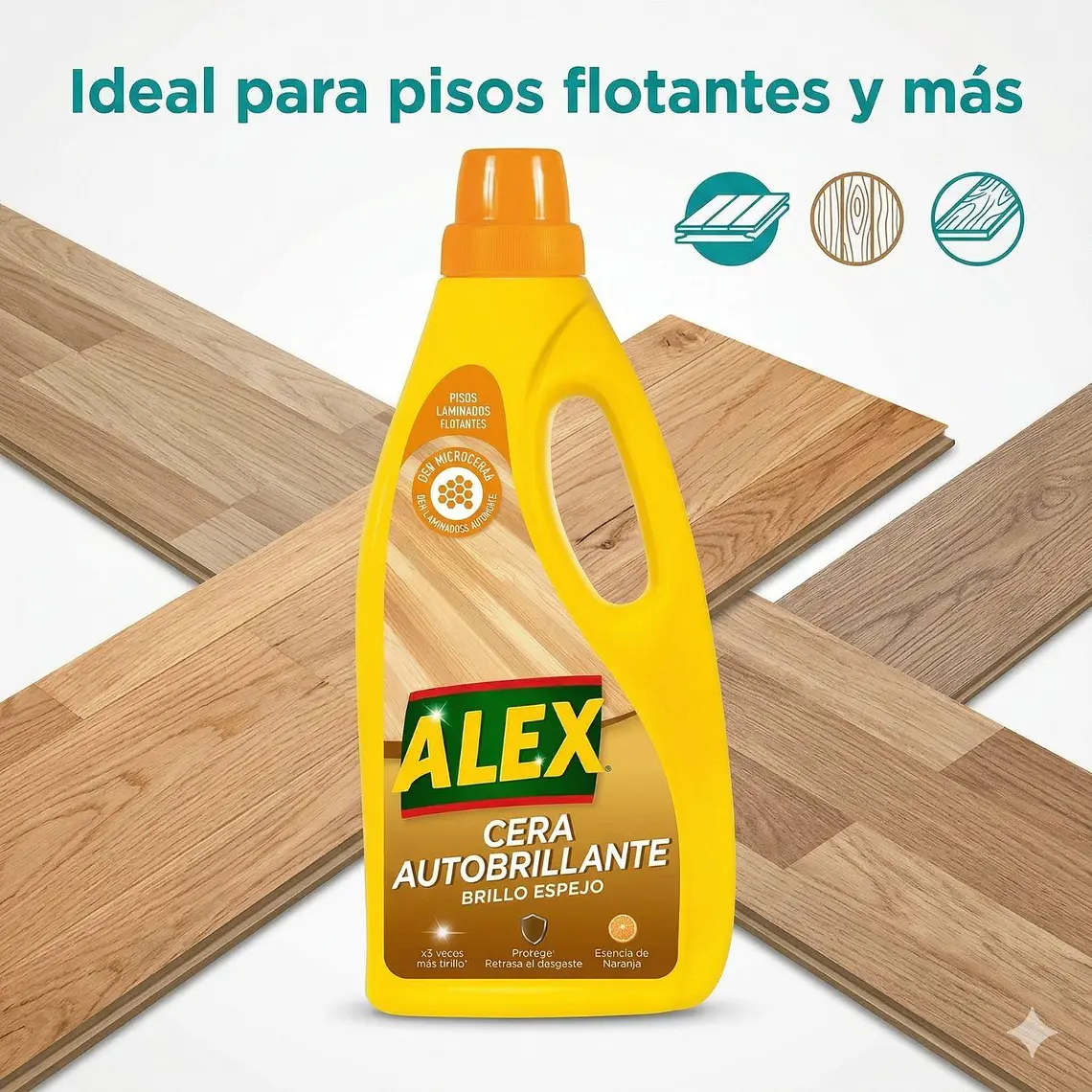 Cera Autobrillante Pisos Laminados Alex 750 ml 7