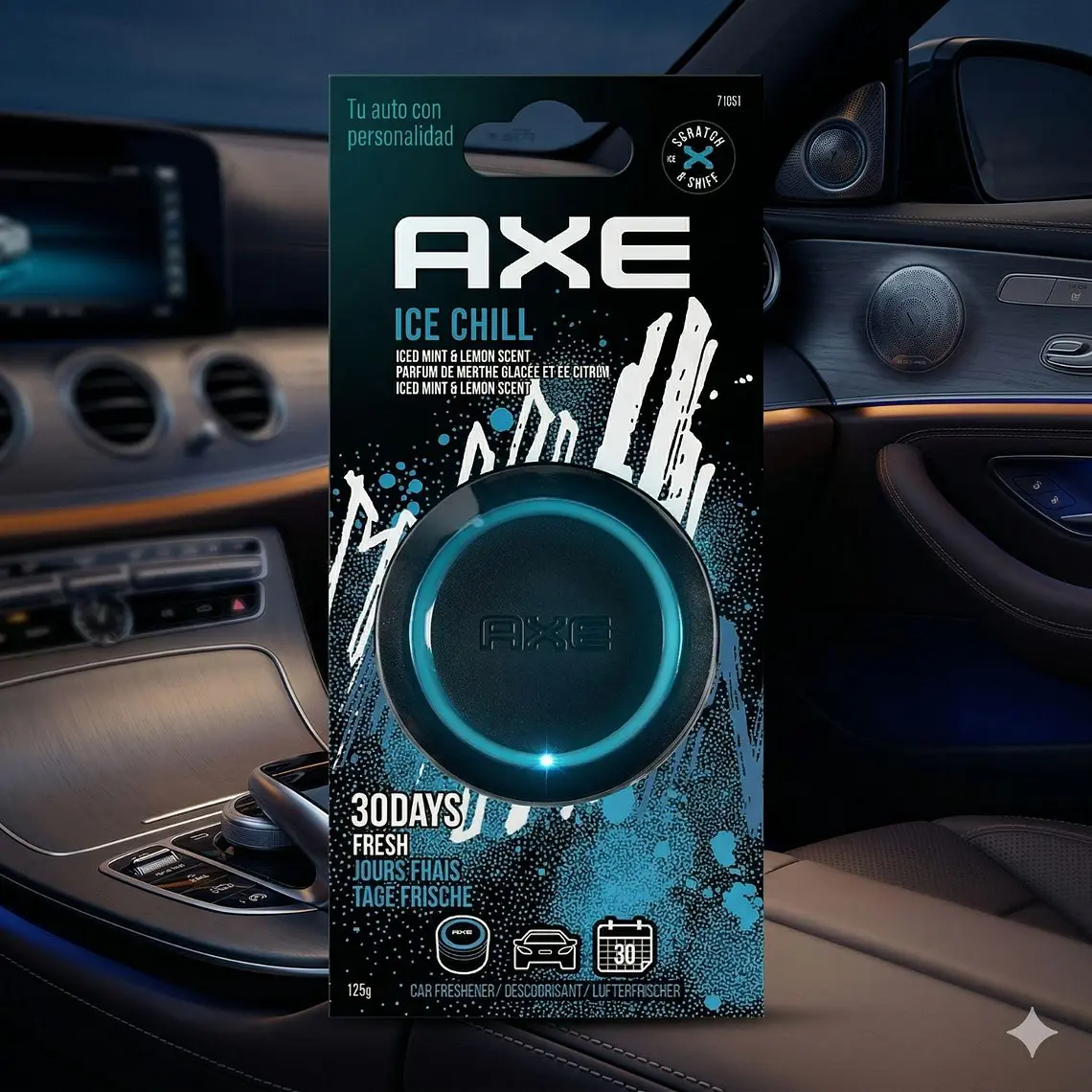 Pack 3 Aromatizantes Auto Axe Ice Gel 125g Eliminador Olores Auto 9