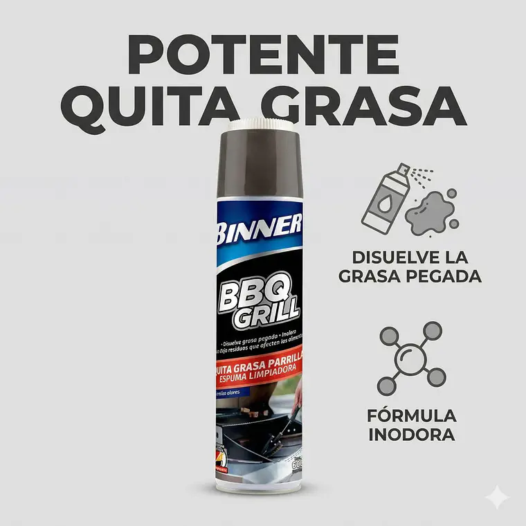Limpiador Quita Grasa Bbq Grill Binner 600ml 2
