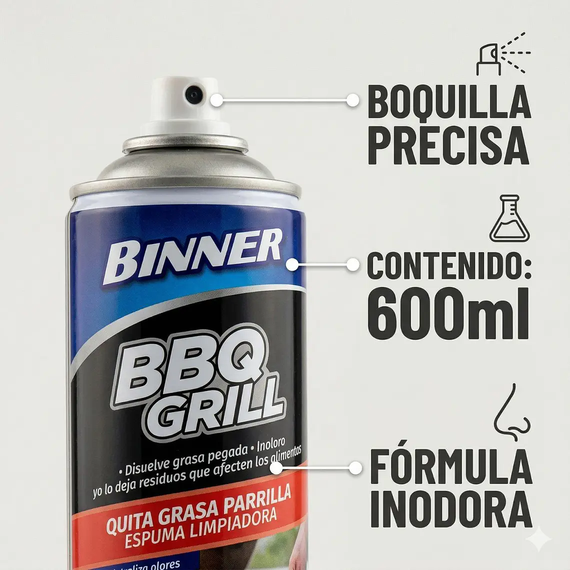 Limpiador Quita Grasa Bbq Grill Binner 600ml 5