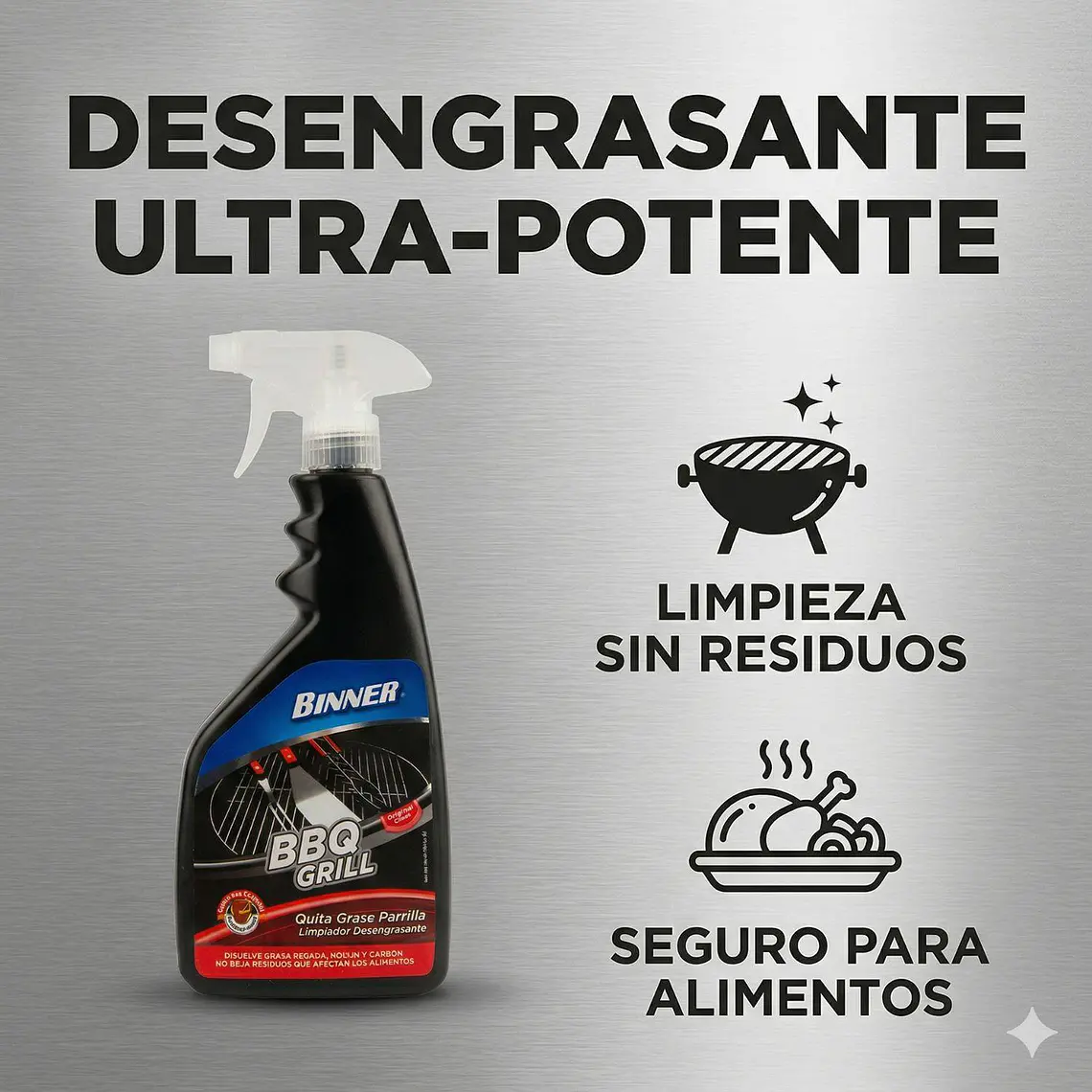 Limpiador Desengrasante Parrilla Bbq Binner 500ml 2