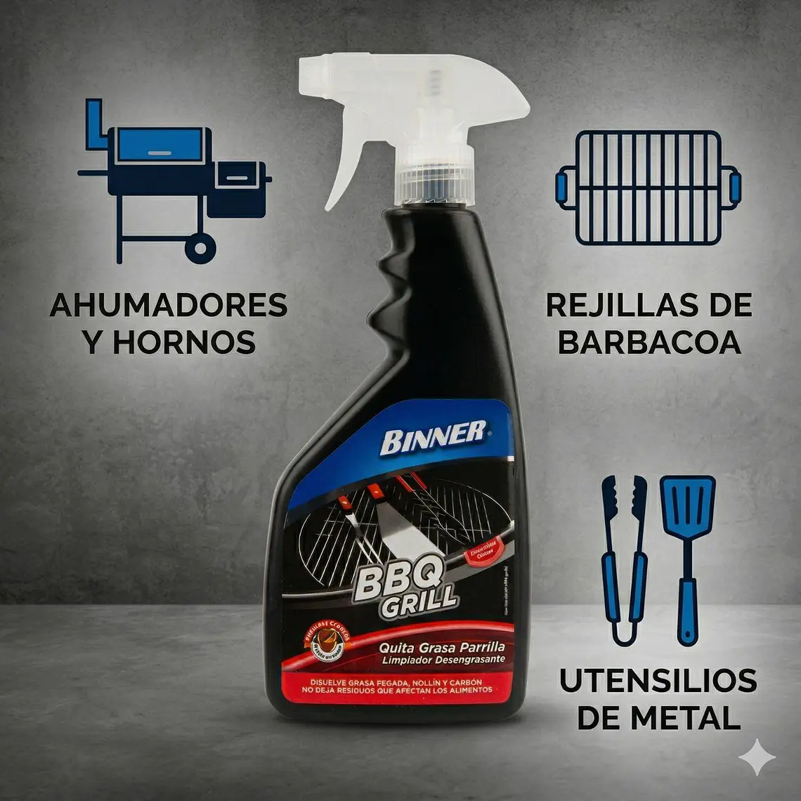 Limpiador Desengrasante Parrilla Bbq Binner 500ml 4
