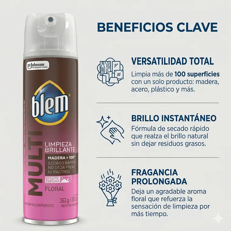 Blem Multi Superficies Aerosol Floral 353 g Limpieza 2