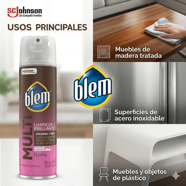 Blem Multi Superficies Aerosol Floral 353 g Limpieza 3