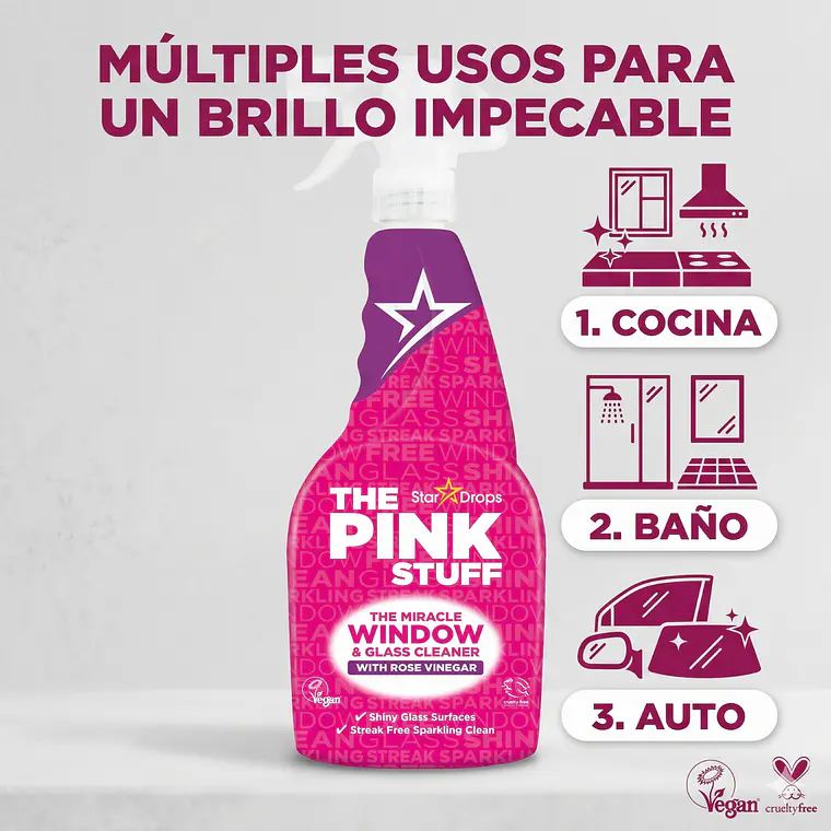Limpia Vidrios Vinagre Rosa Pink 750ml 4