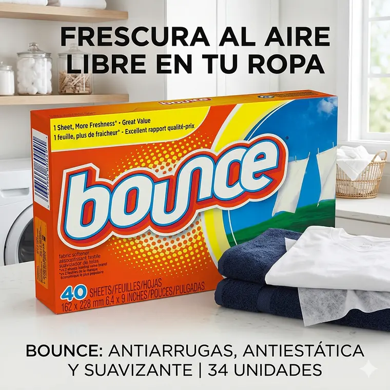 Toalla Antiarrugas Antiestatica Y Suavizante Bounce 34 Un 7