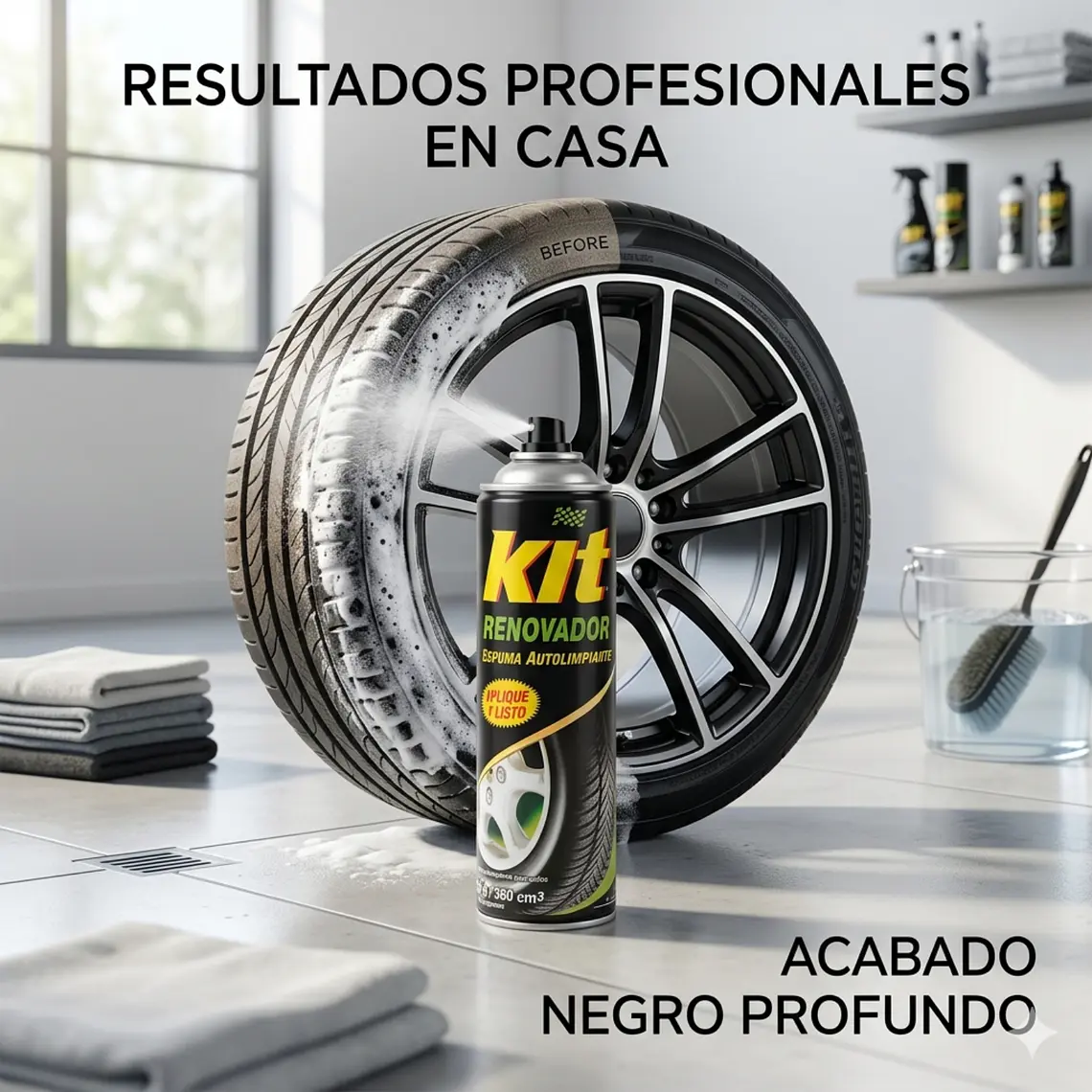 Renovador de Caucho y Neumáticos KIT Spray 360 ml 7