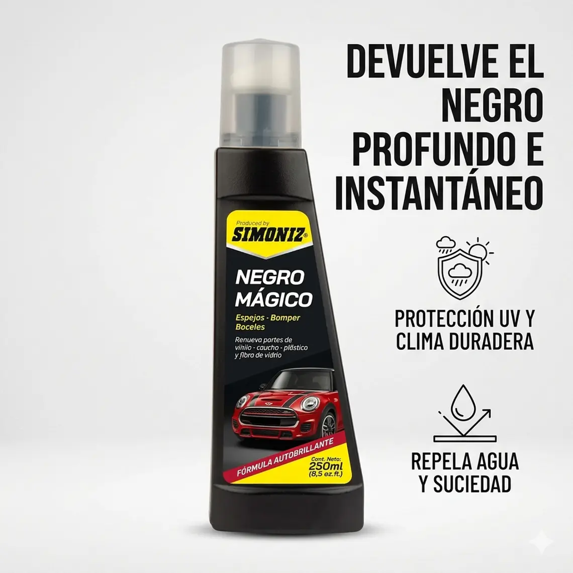 Restaurador De Plásticos Auto Simoniz Negro Mágico 250ml Parachoques 3