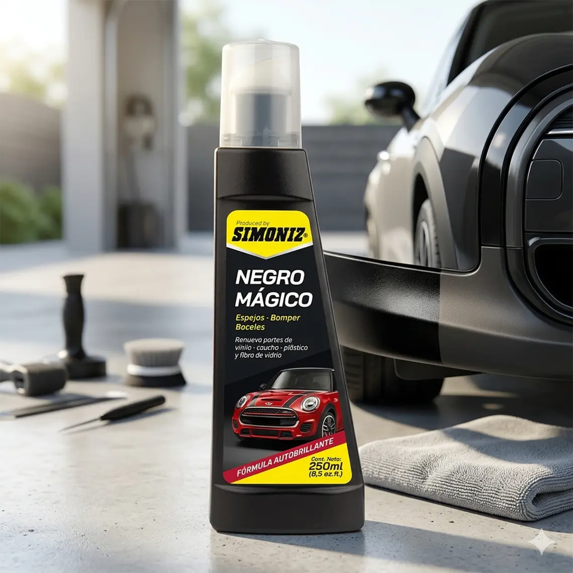 Restaurador De Plásticos Auto Simoniz Negro Mágico 250ml Parachoques 6