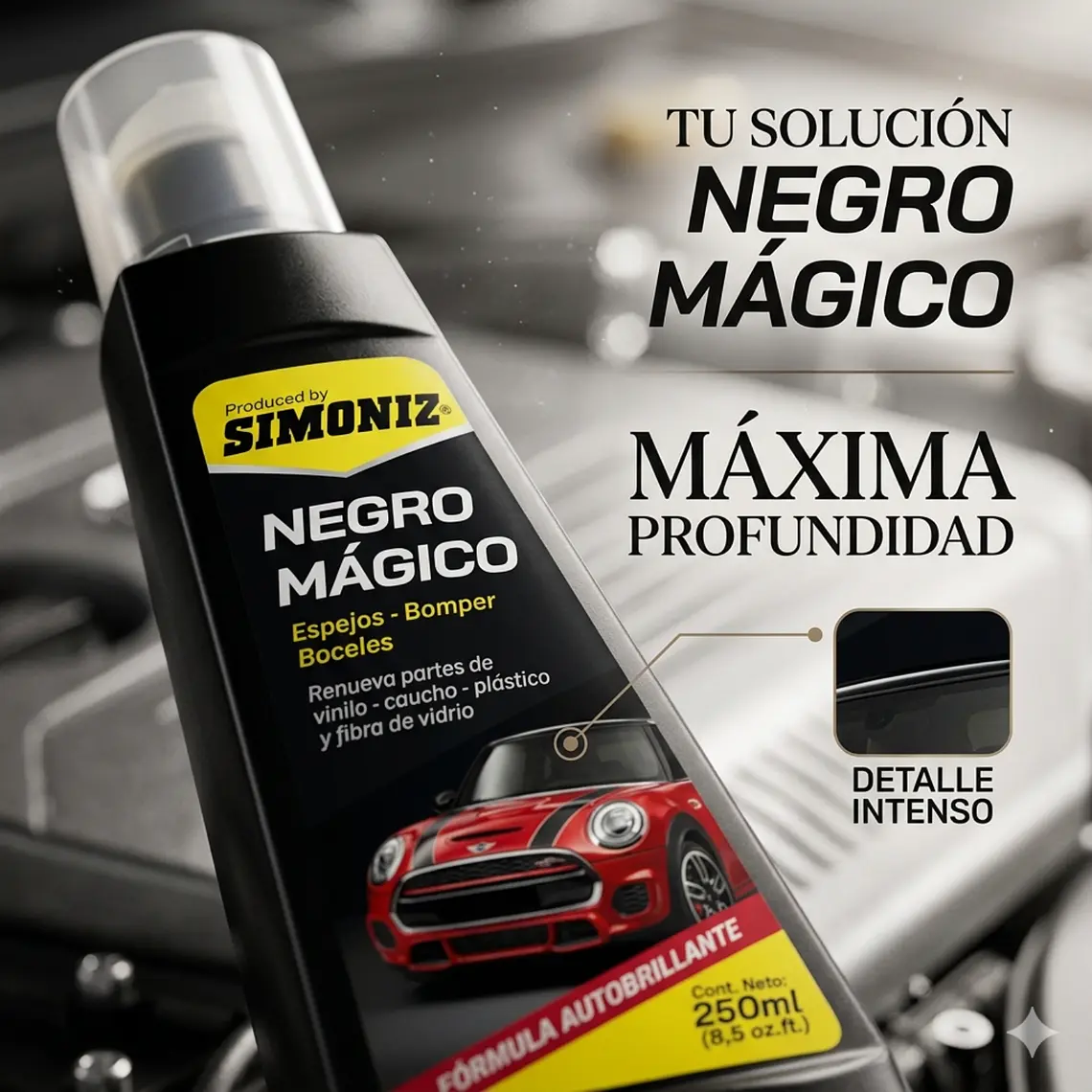 Restaurador De Plásticos Auto Simoniz Negro Mágico 250ml Parachoques 7