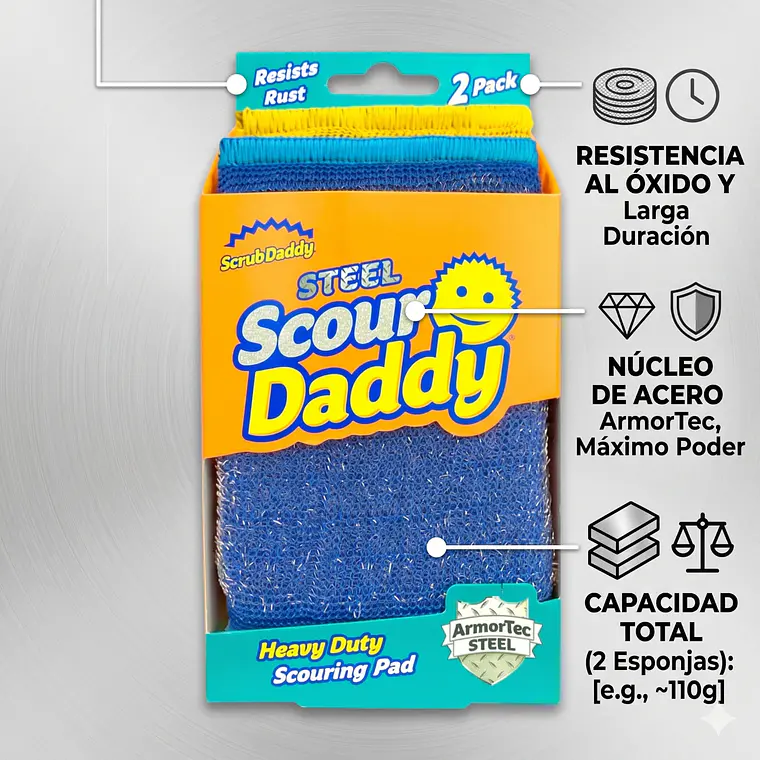 Esponja Acero Inoxidable Scour Daddy 2 Unid 7