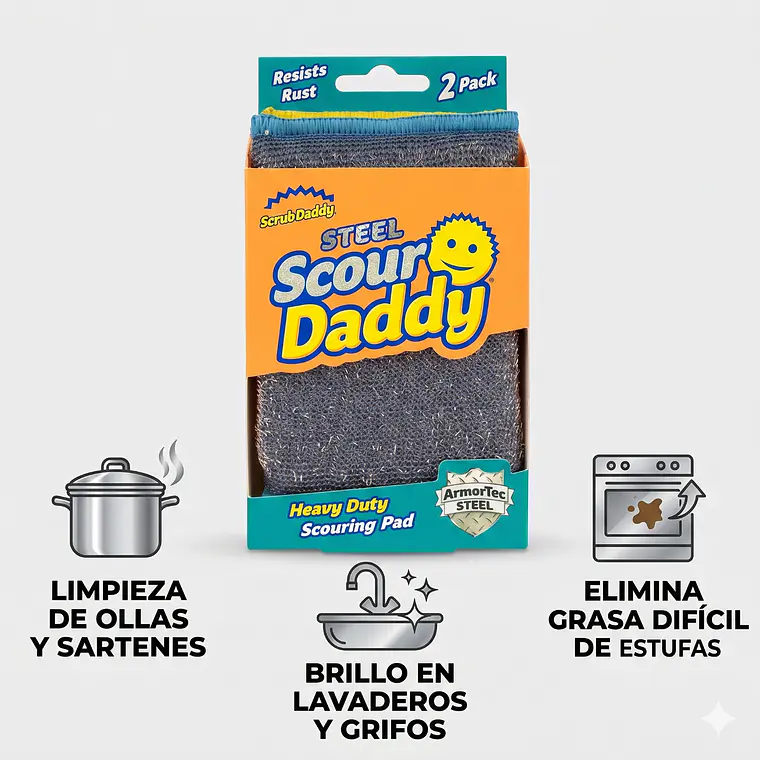Esponja Acero Inoxidable Scour Daddy 2 Unid 8