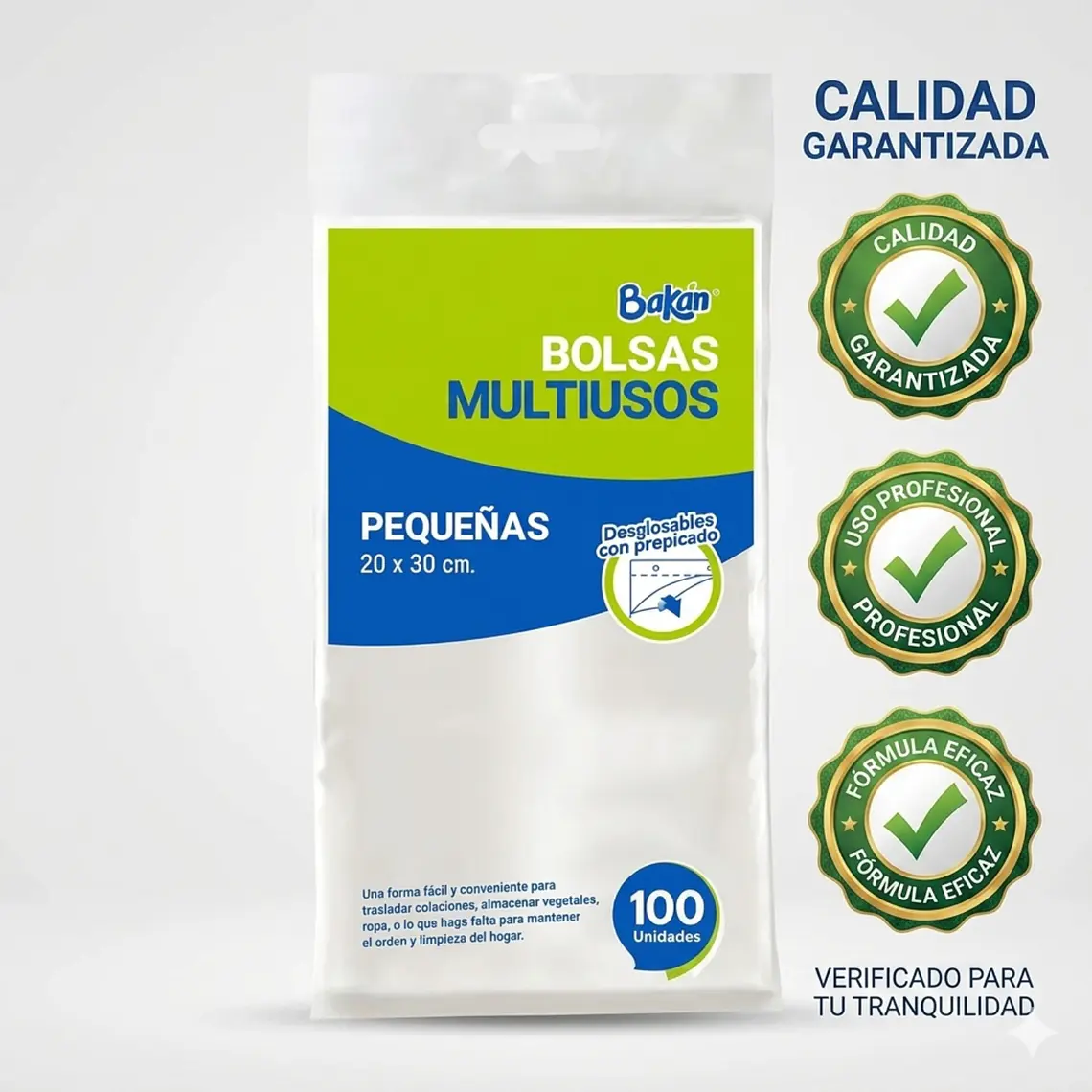Bolsas Multiuso Bakan Pequeña 20x30 Bolsa Taco Pack 100 6