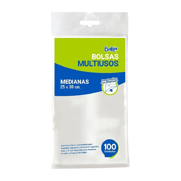 Bolsas Multiuso Bakan 25x38 Bolsa Taco Mediana 100 Unidades 1