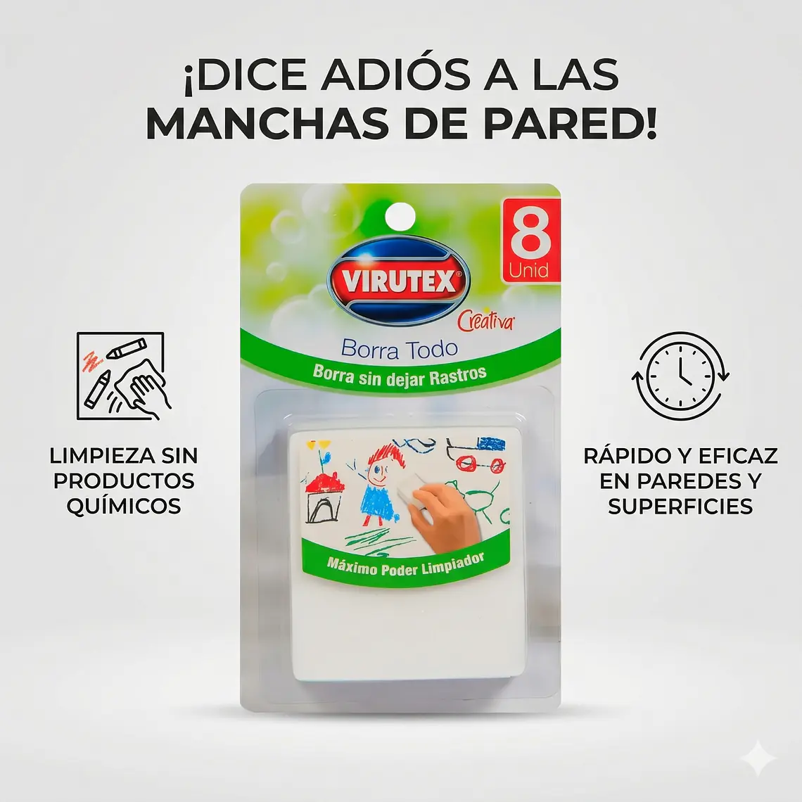 Esponja Mágica Borra Todo Virutex Pack 8 Limpia Paredes 2