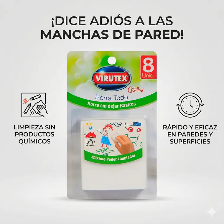 Esponja Mágica Borra Todo Virutex Pack 8 Limpia Paredes 2