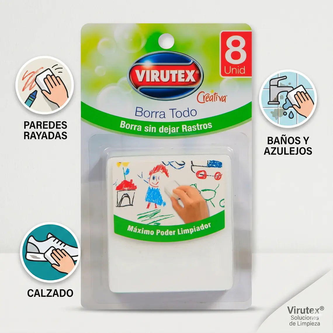 Esponja Mágica Borra Todo Virutex Pack 8 Limpia Paredes 3
