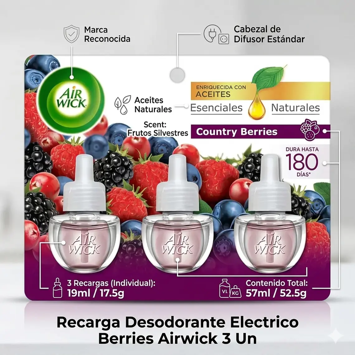 Recarga Desodorante Electrico Berries Airwick 3 Un 4