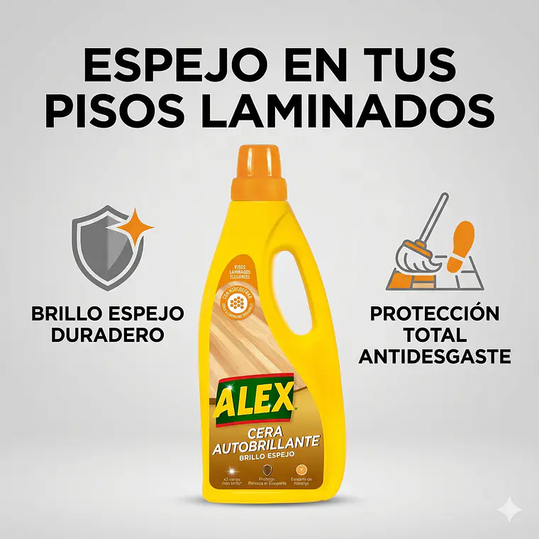 Cera Autobrillante Pisos Laminados Alex 750 ml 2