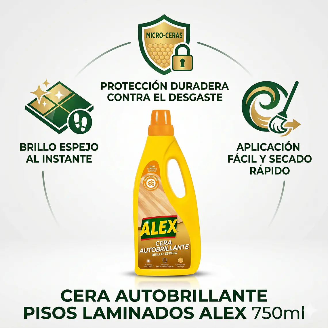Cera Autobrillante Pisos Laminados Alex 750 ml 3