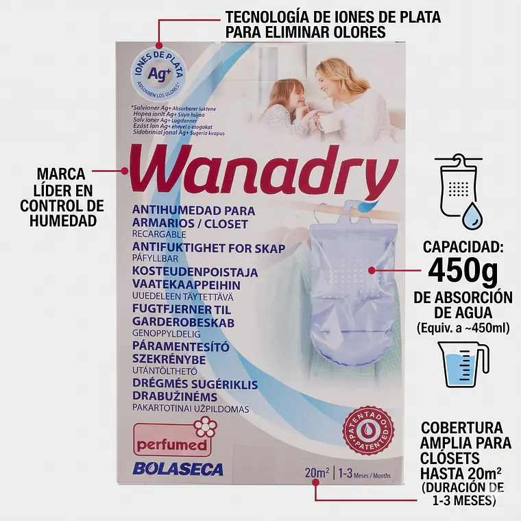 Sistema Antihumedad Bolaseca Wanadry Closets Y Armarios 450g 4