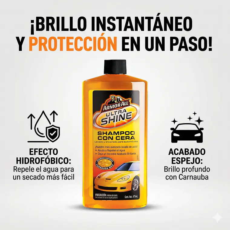 Armor All Shampoo Cera Auto Brillante 473 ml 2