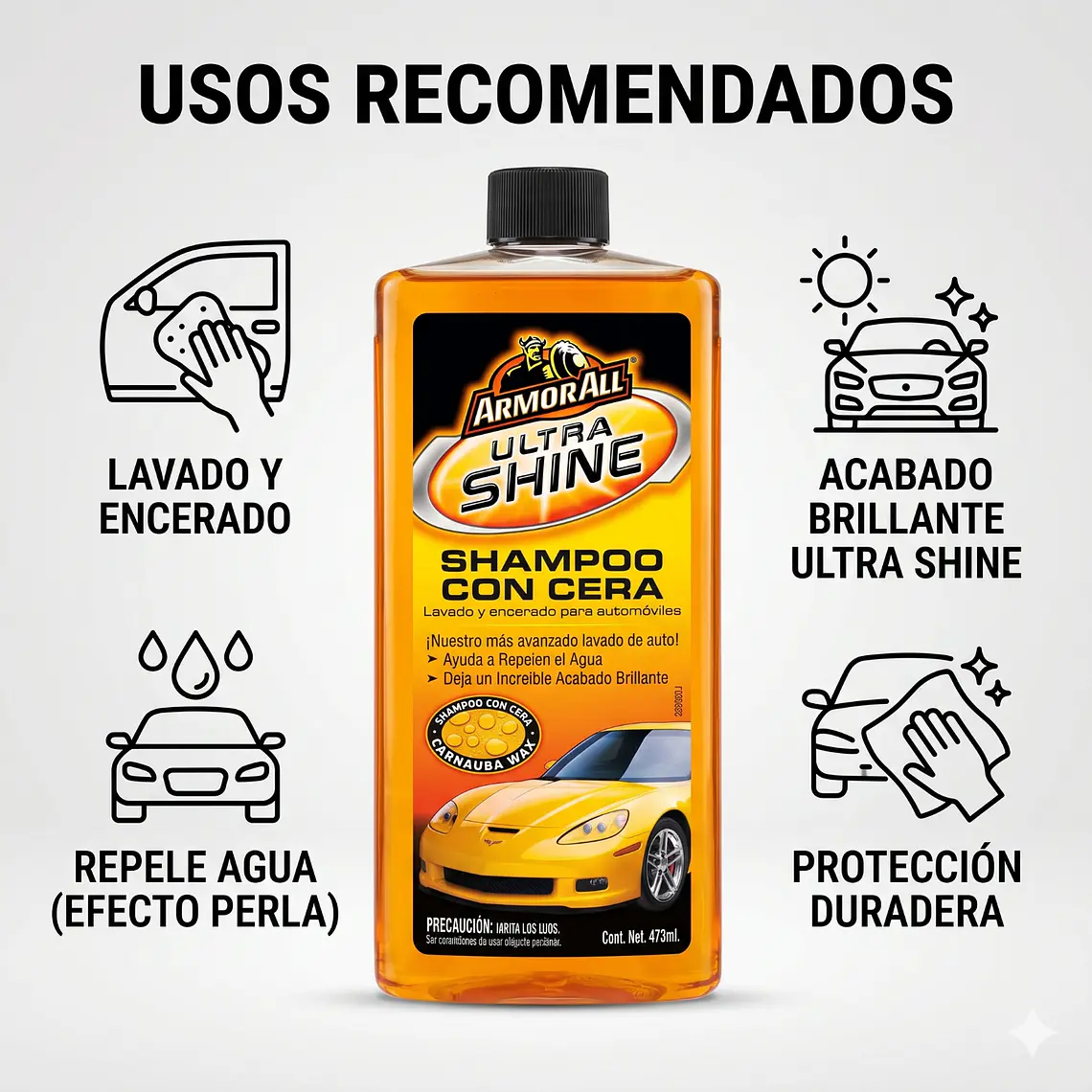 Armor All Shampoo Cera Auto Brillante 473 ml 3