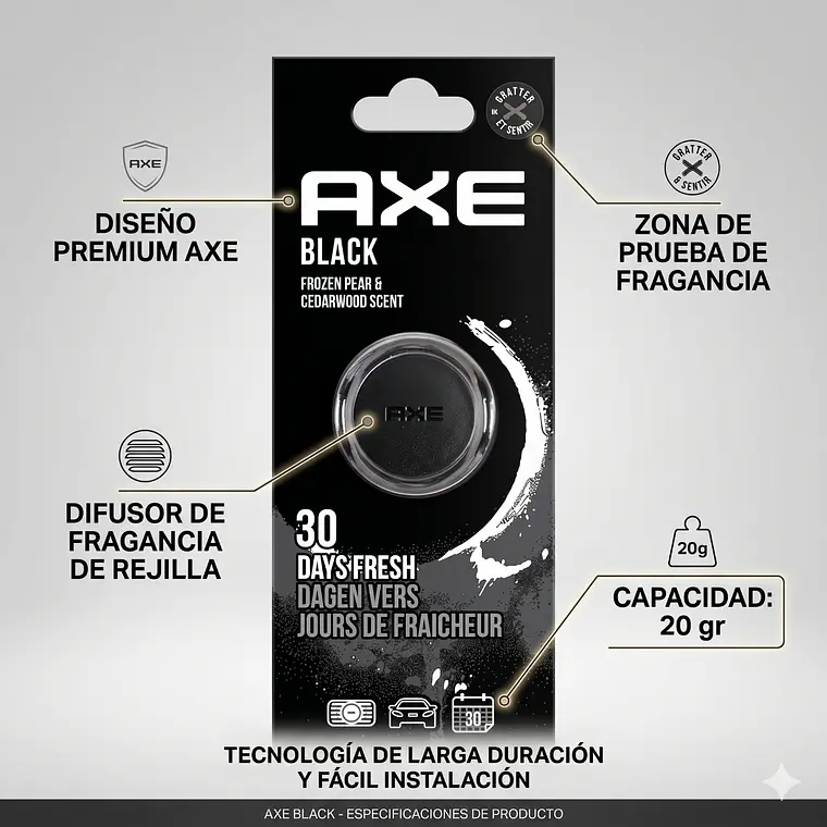 Aromatizante Para Autos Axe Rejilla Black 19gr 4