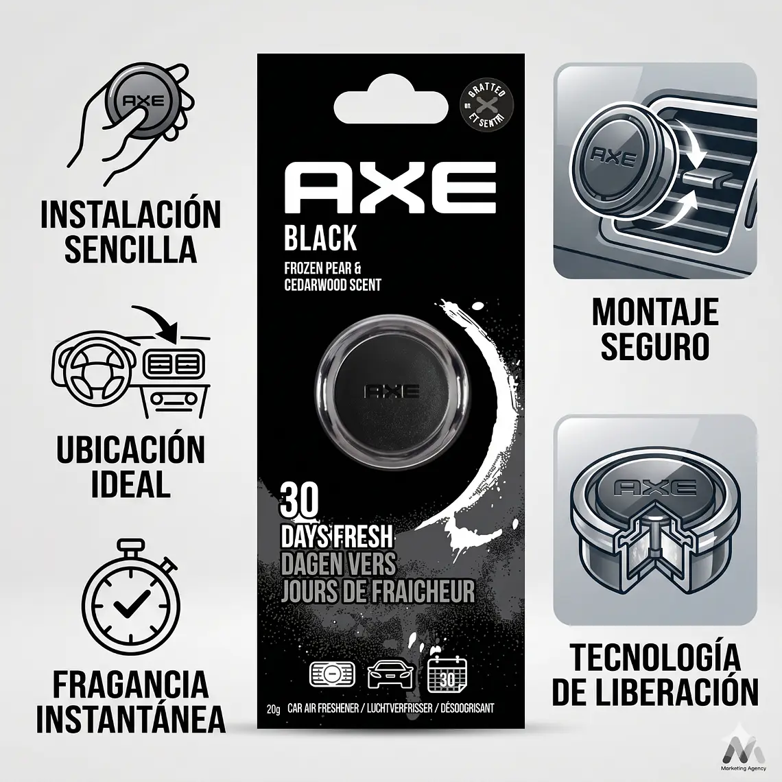 Aromatizante Para Autos Axe Rejilla Black 19gr 5