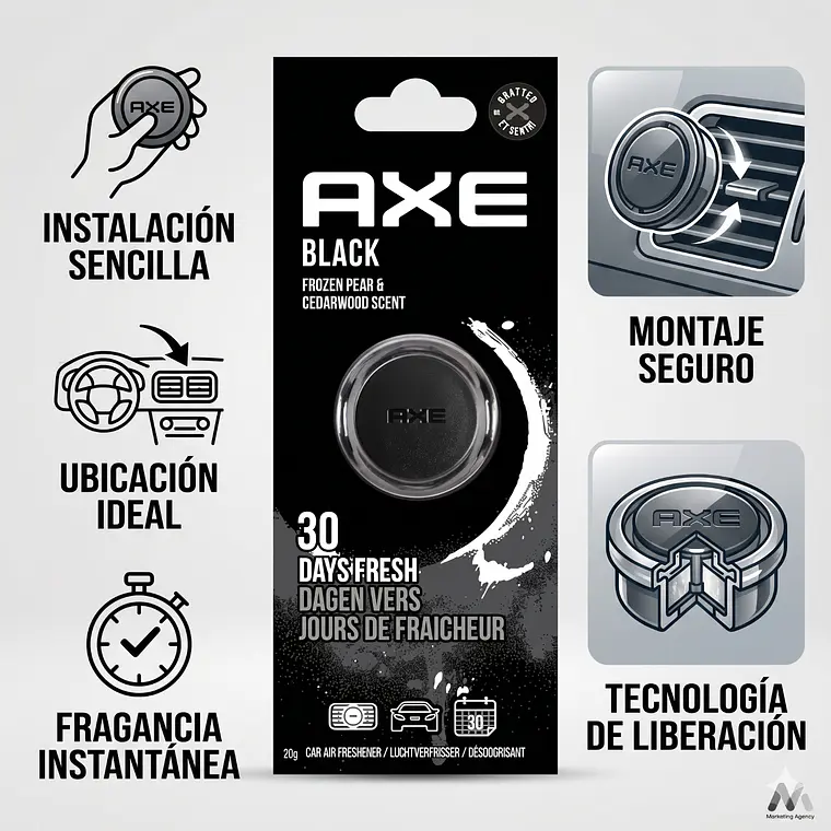 Aromatizante Para Autos Axe Rejilla Black 19gr 5