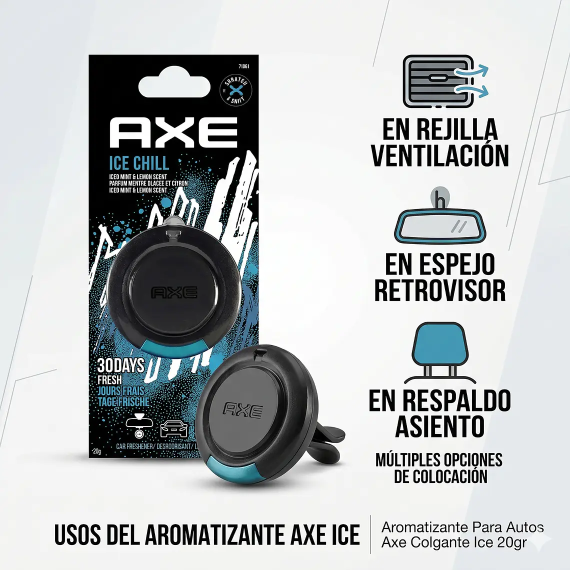 Aromatizante Para Autos Axe Colgante Ice 20gr 3